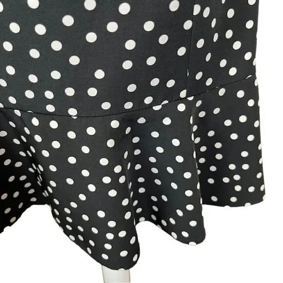 Slate & Willow Black Polka Dot Dress Poly Spandex Women's Ruffle Bottom Size 6 - Picture 4 of 11